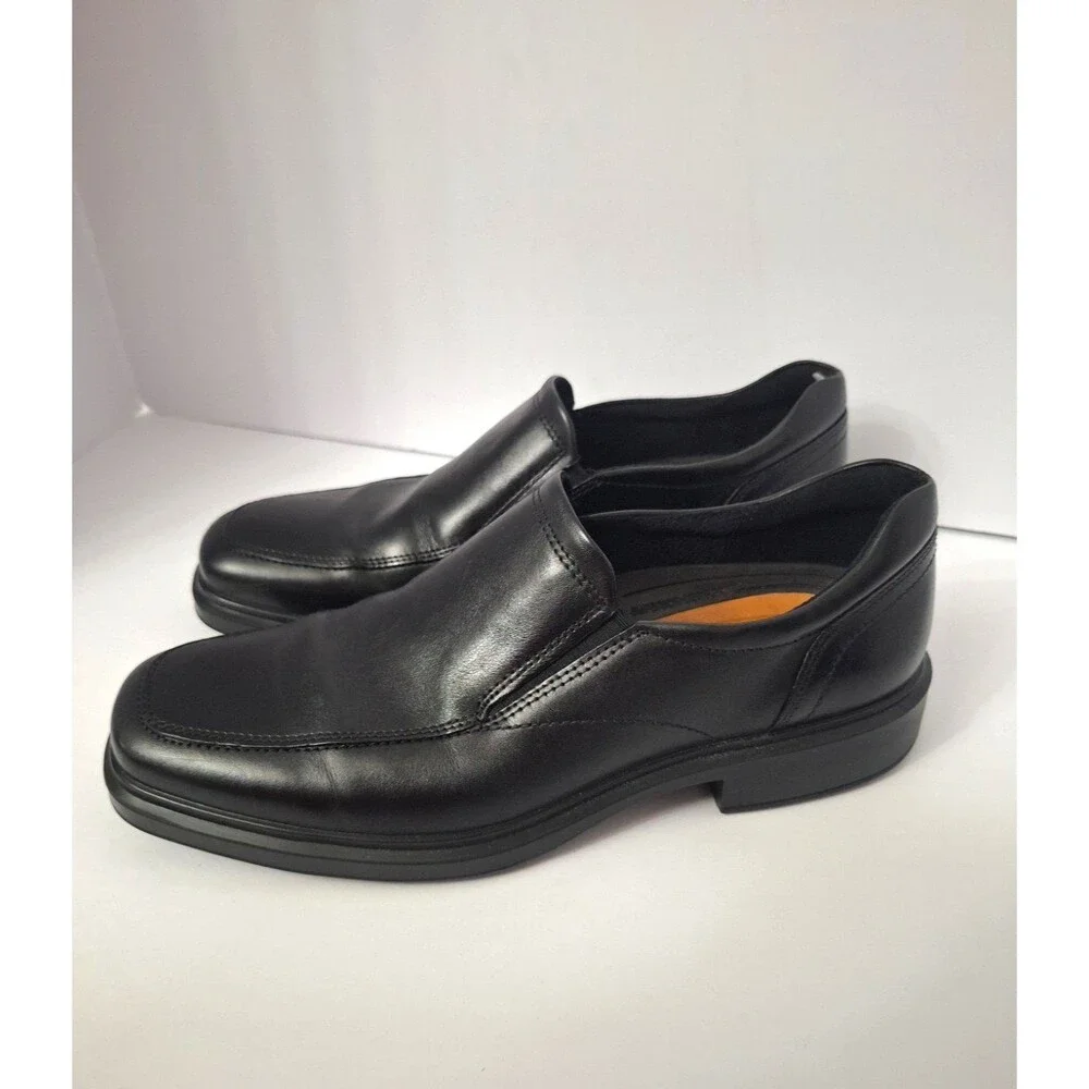 Ecco Helsinki 2 Apron Toe Slip-on Black Leather Loafers Mens Size 8/8.5 EU 42